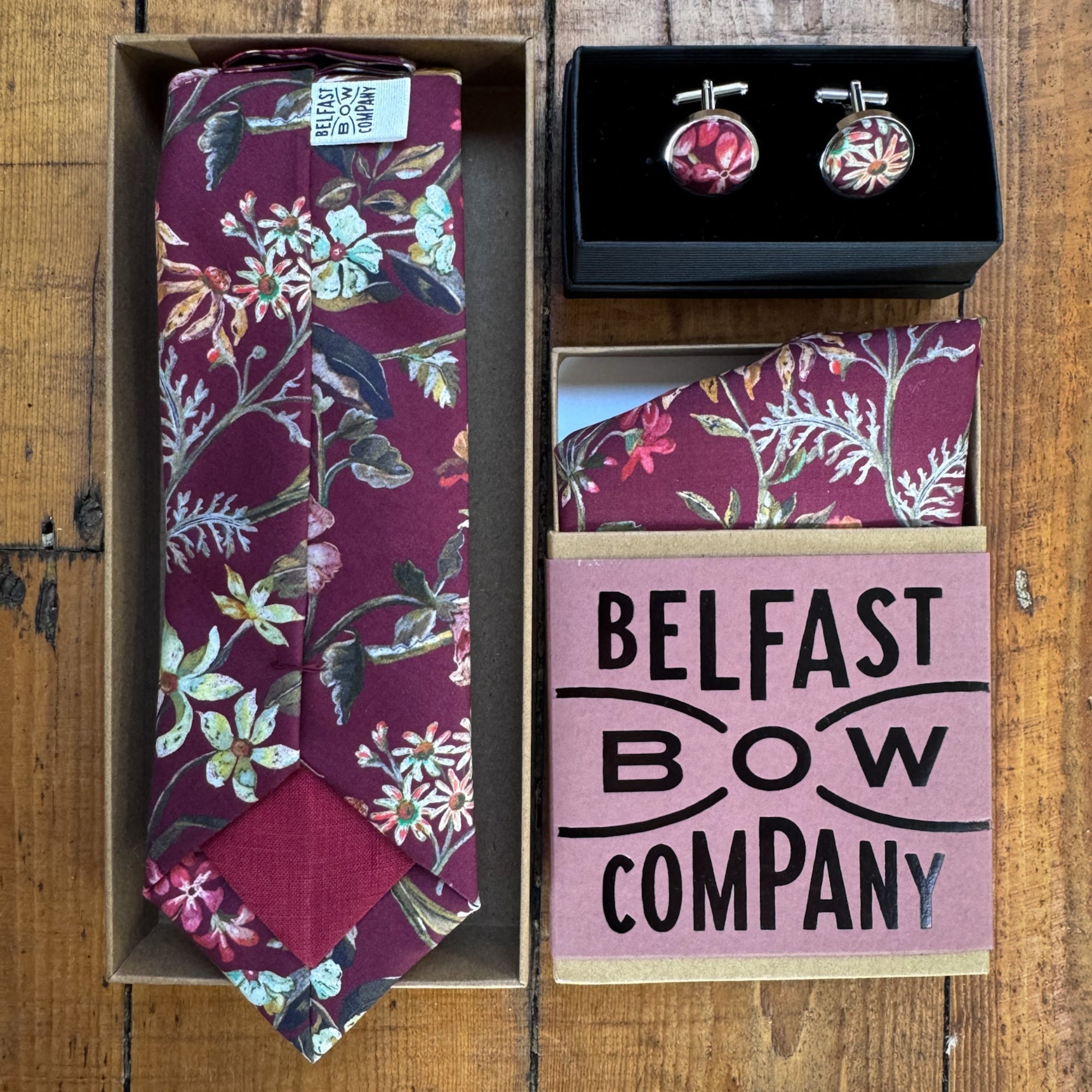 Liberty of London Tie in Burgundy Autumn Floral