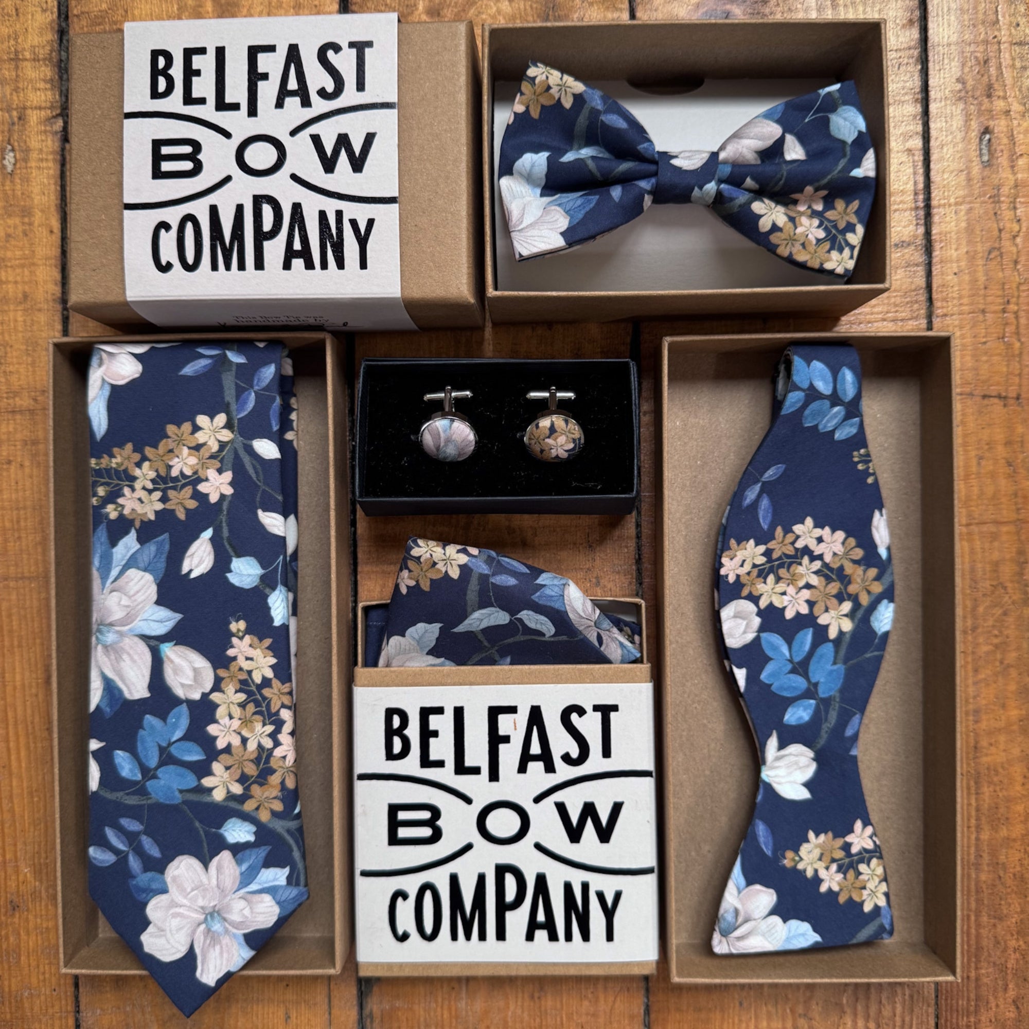 Liberty of London Tie in Navy Trailing Flowers