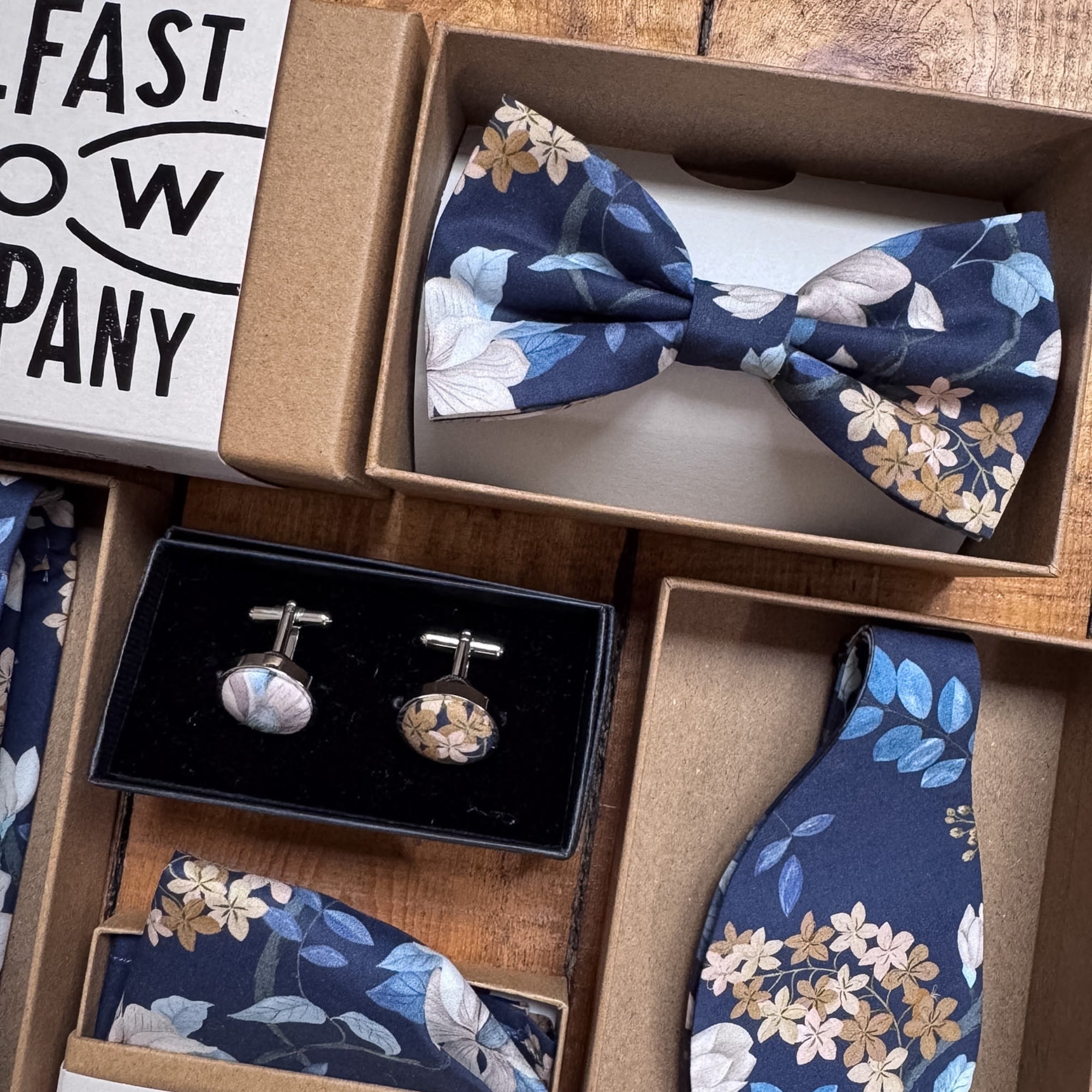 Liberty of London Bow Tie in Navy Trailing Flowers
