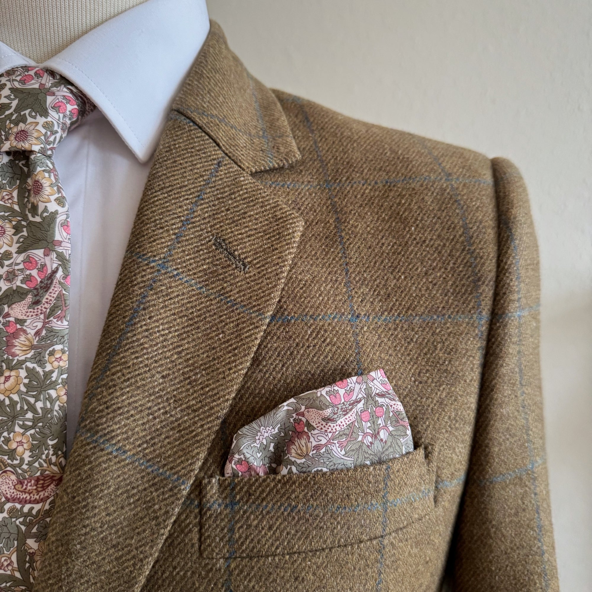 Liberty of London Tie in Olive Green Bird Motif