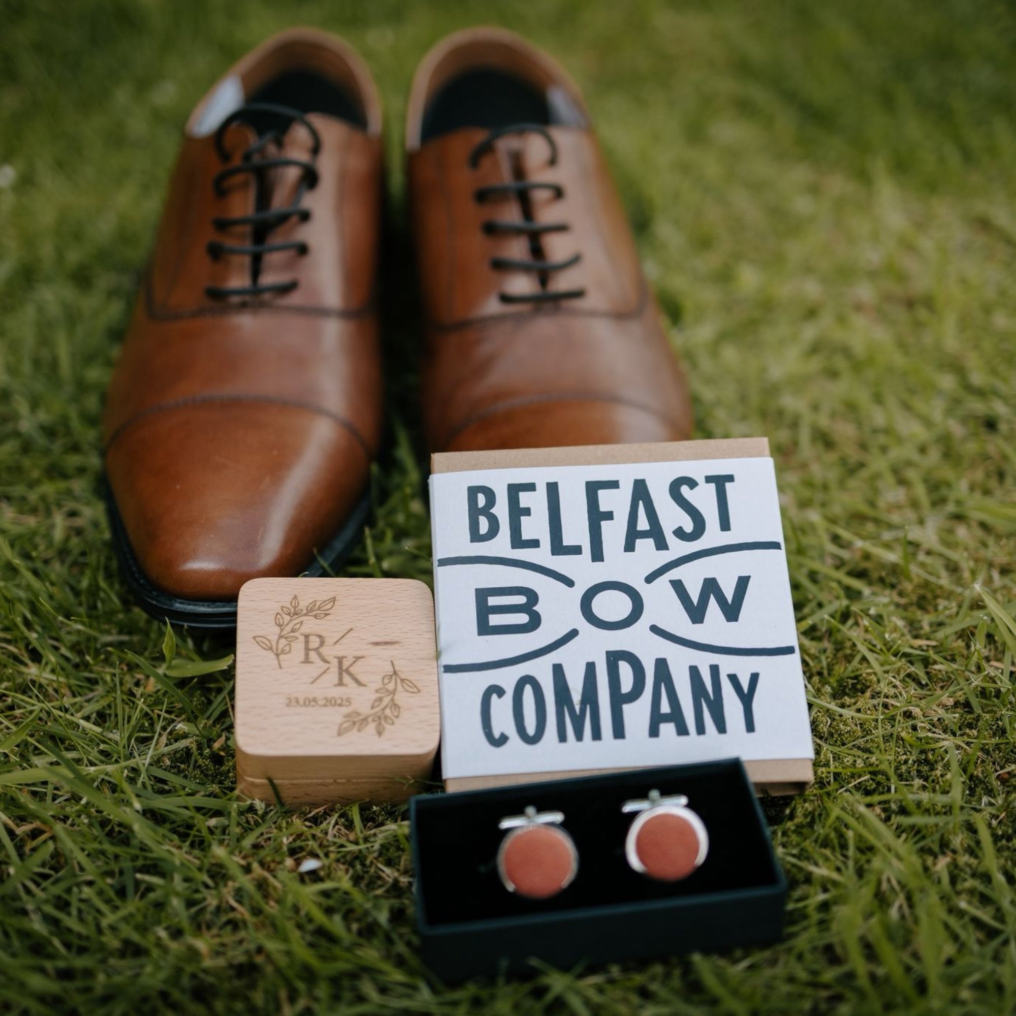 Rust Cufflinks in Irish Linen