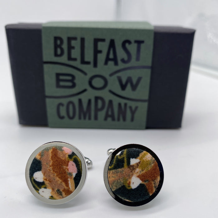 Black Floral Cufflinks by the Belfast Bow Company