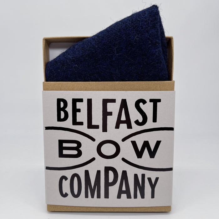 Navy Pocket Square in Harris Tweed by the Belfast Bow Company