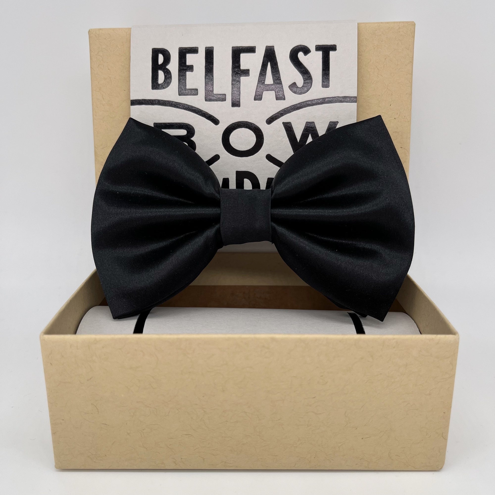 Oversized Large Black Dicky Bow Tie in Silk by the Belfast Bow Company