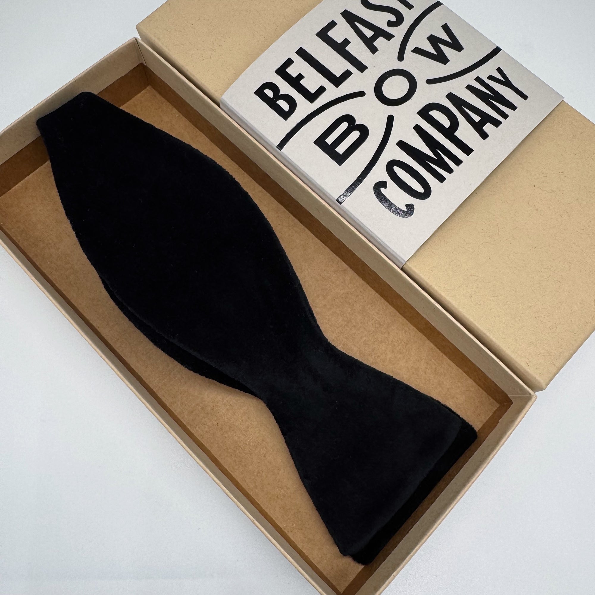 Black Velvet Self Tie Bow Tie by the Belfast Bow Company