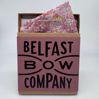 Pink strawberry thief pocket square by the belfast bow company