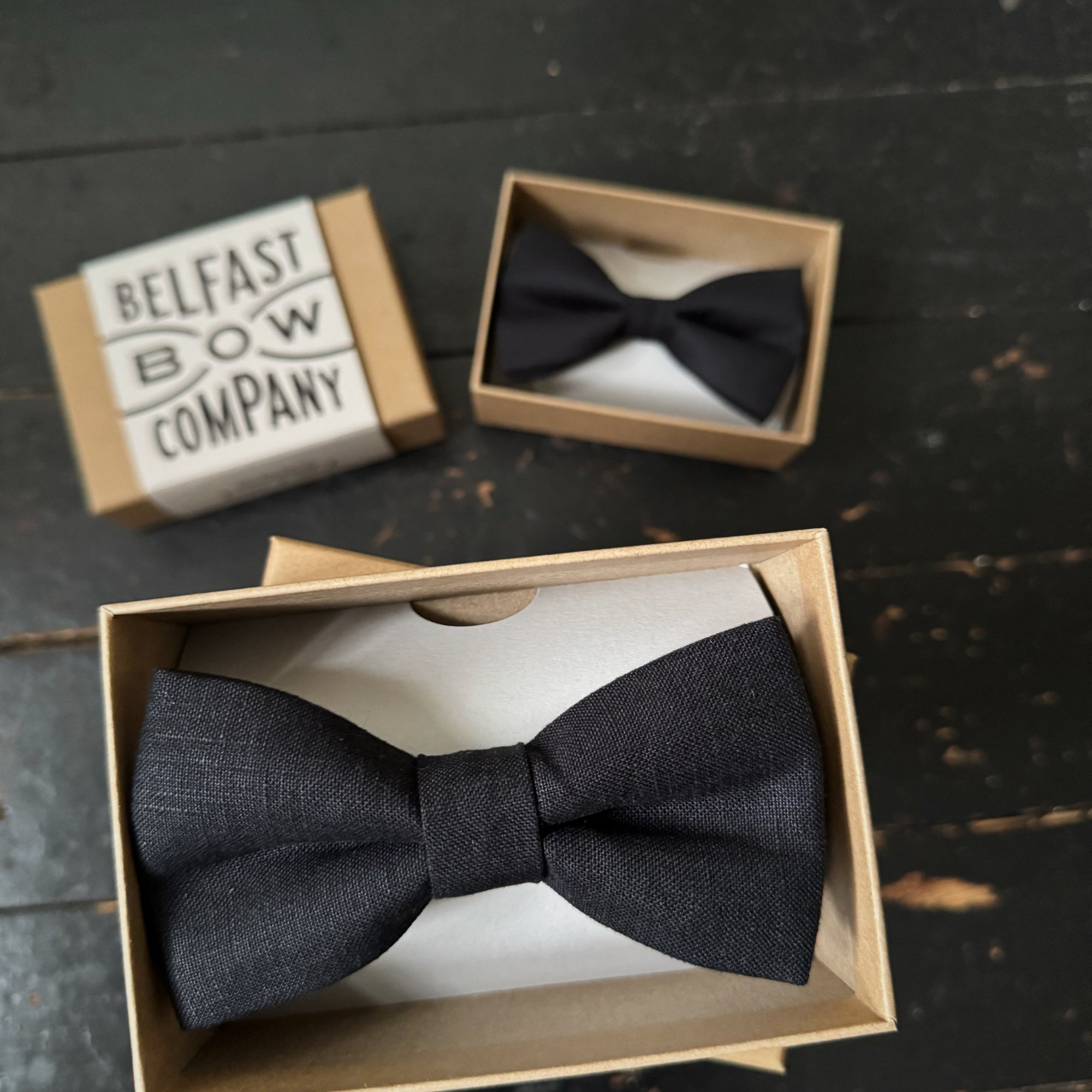 Black Bow Tie in Irish linen by the belfast bow company