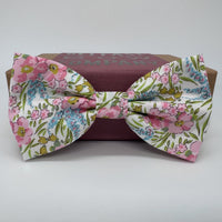 Pink and blue floral bow tie by the belfast bow company