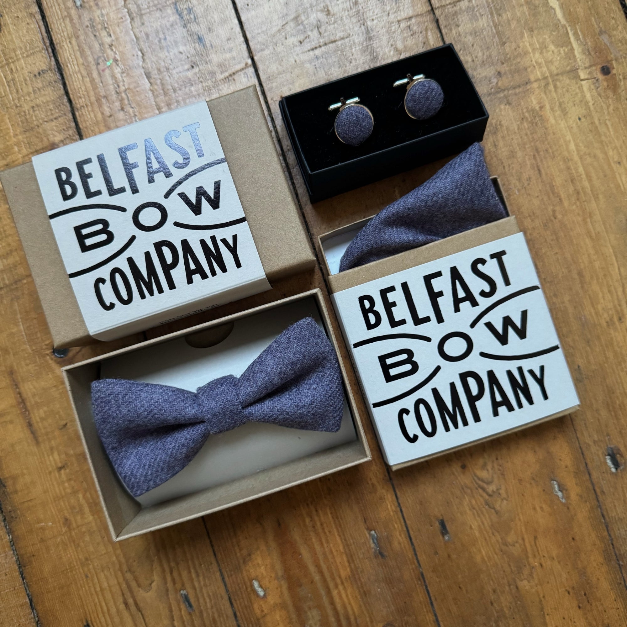 Tweed Cufflinks in Heather