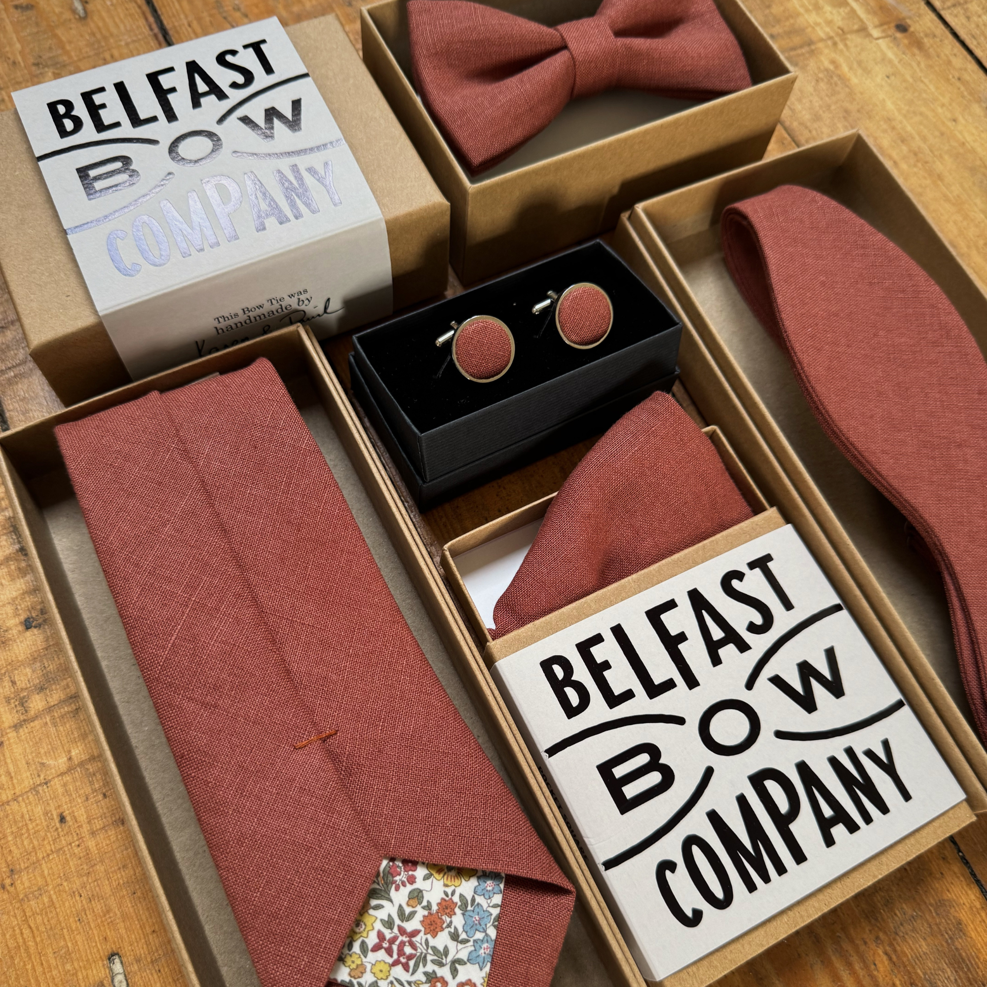 Terracotta Tie in Irish Linen