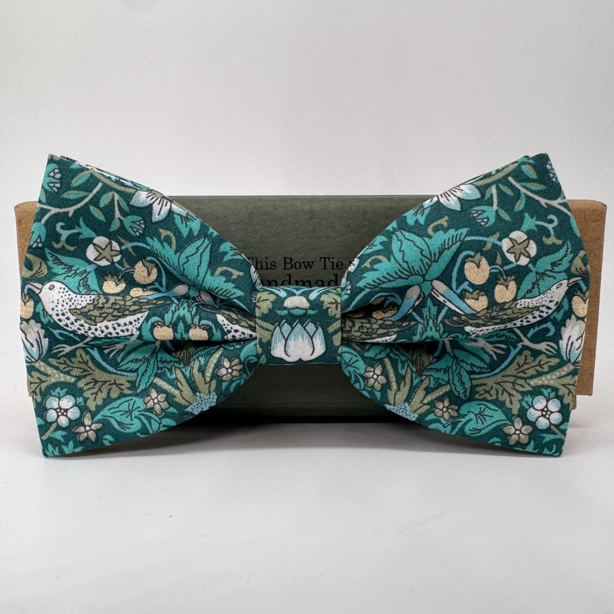 Liberty of London Bow Tie in Teal Green Bird Motif