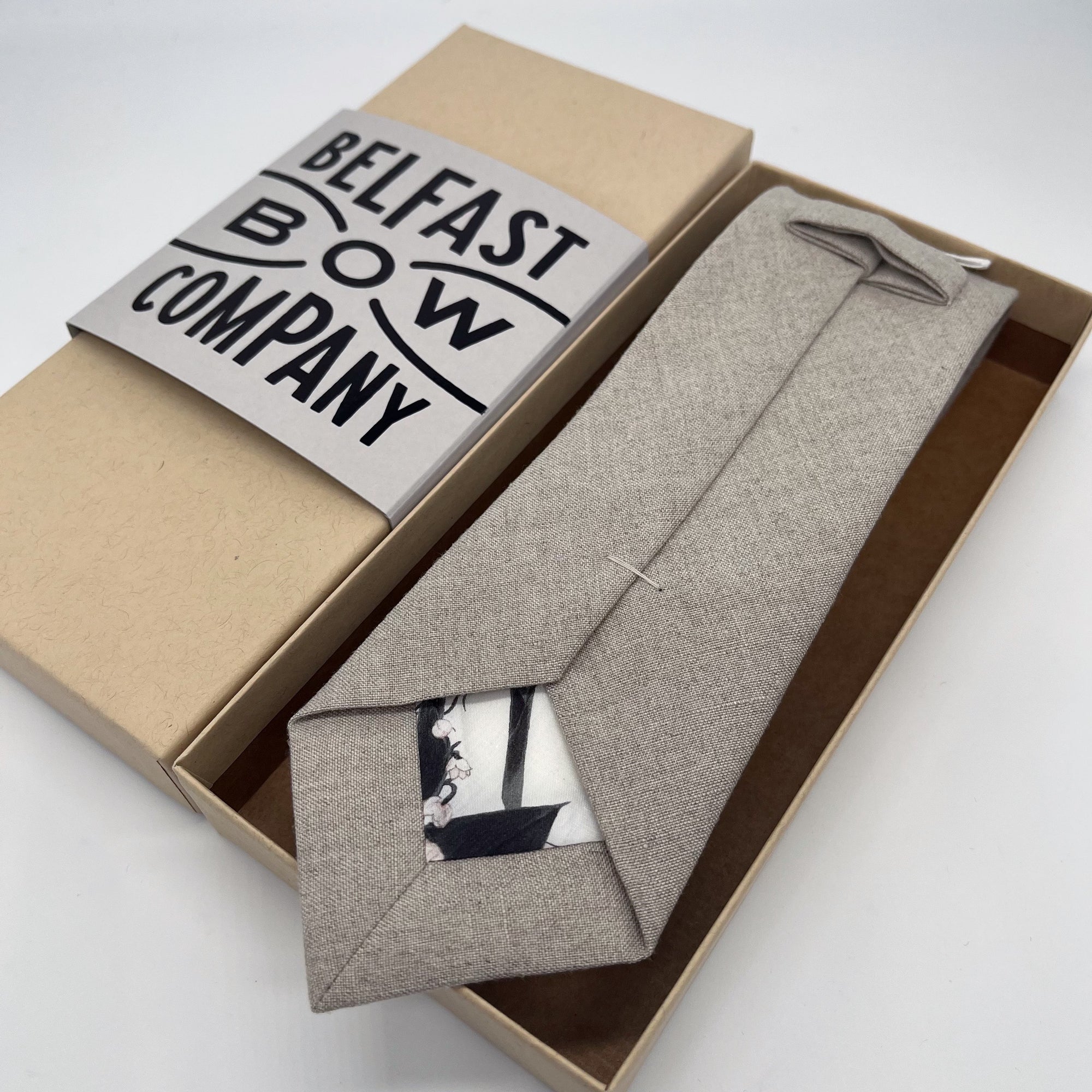 Irish Linen Tie in Natural Undyed by the Belfast Bow Company
