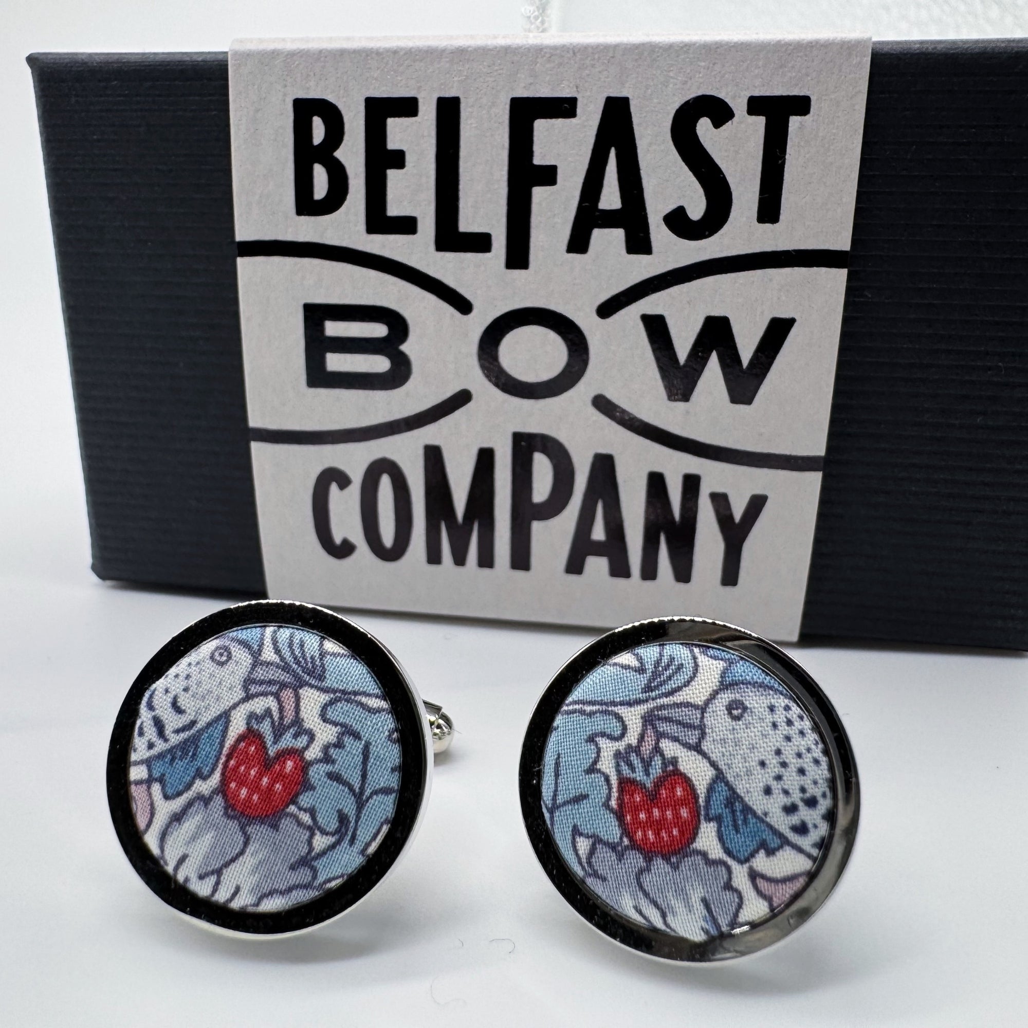 Liberty of London Cufflinks in Slate Blue Bird Motif