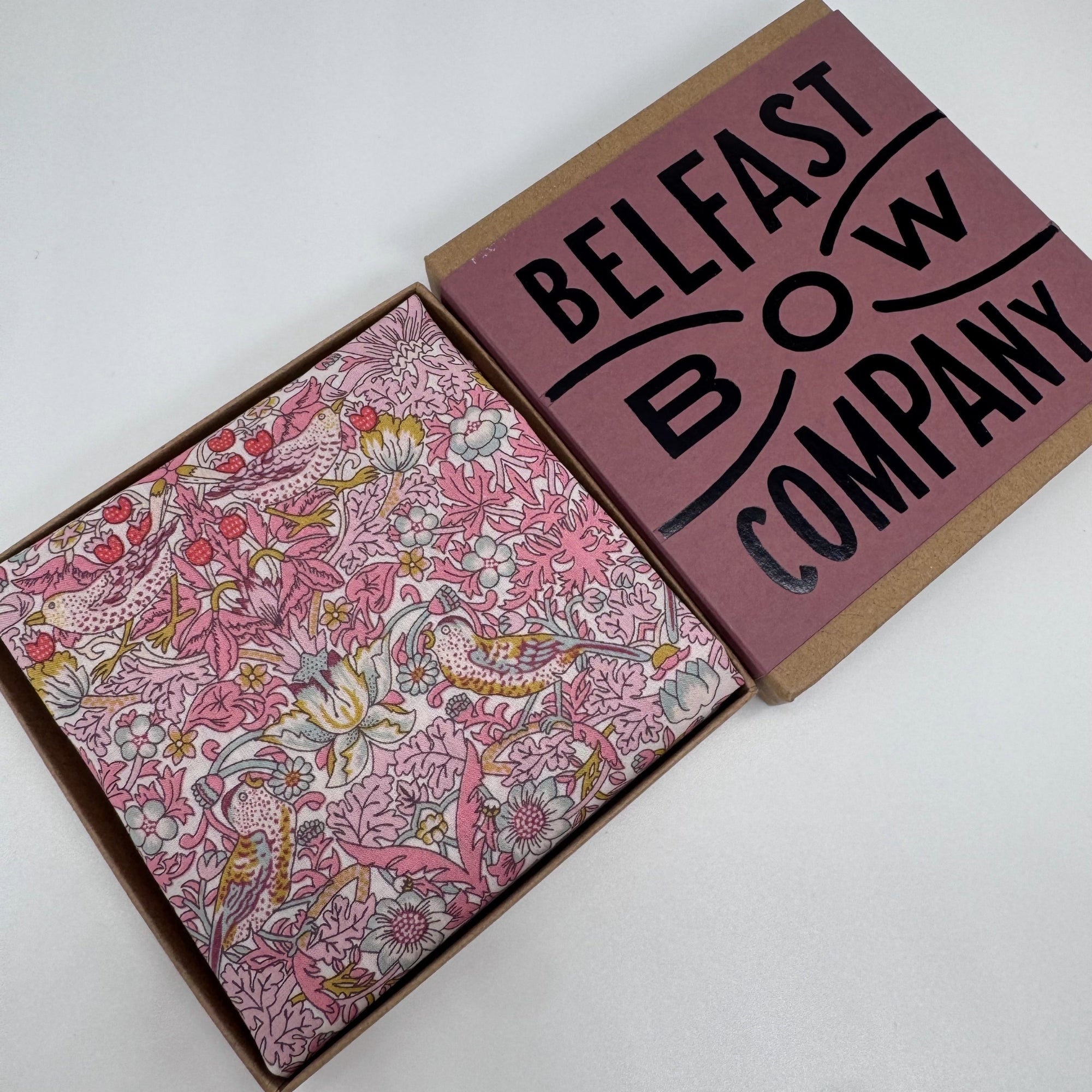 Liberty of London Pocket Square in Pink Bird Motif