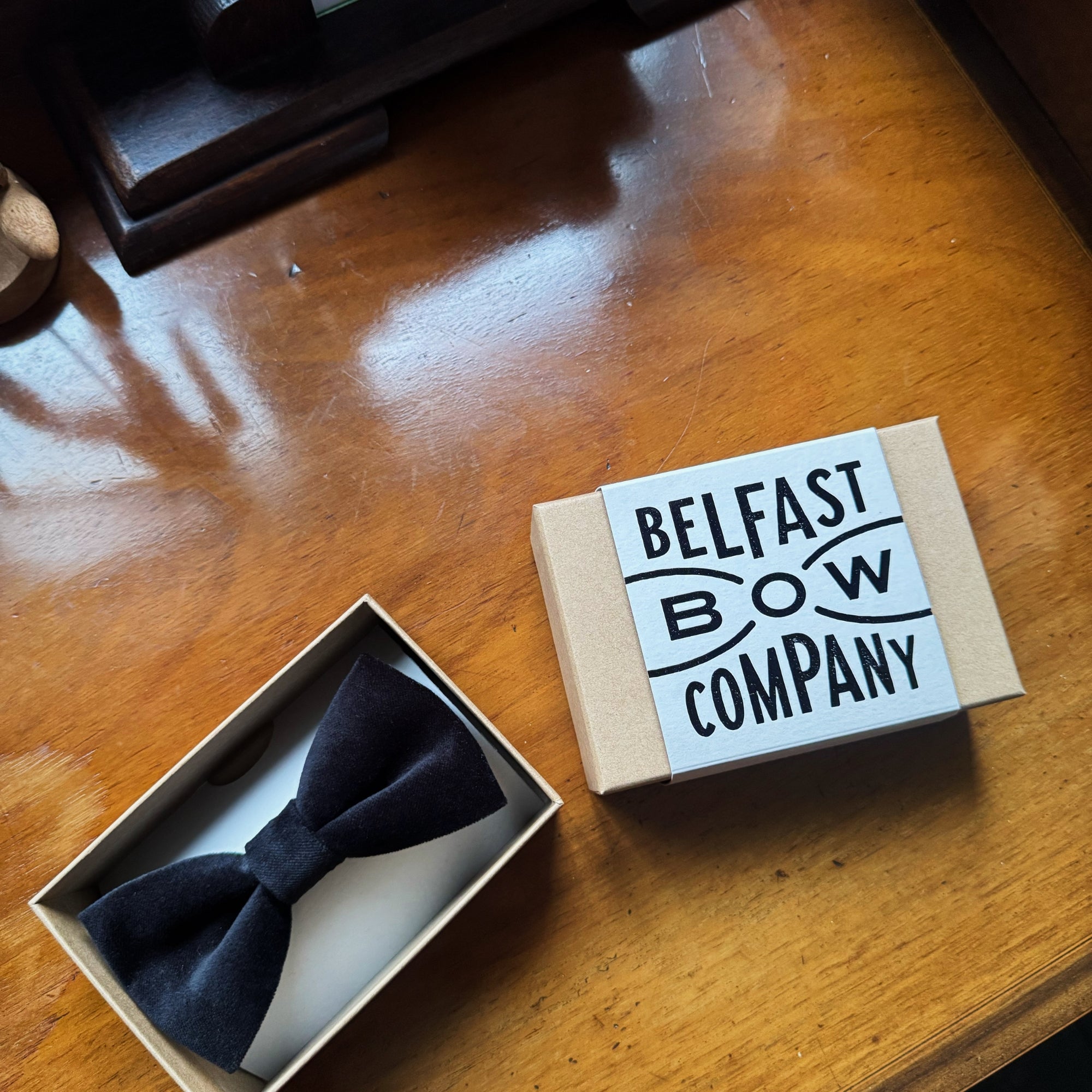 Black Velvet bow Tie by the belfast bow company