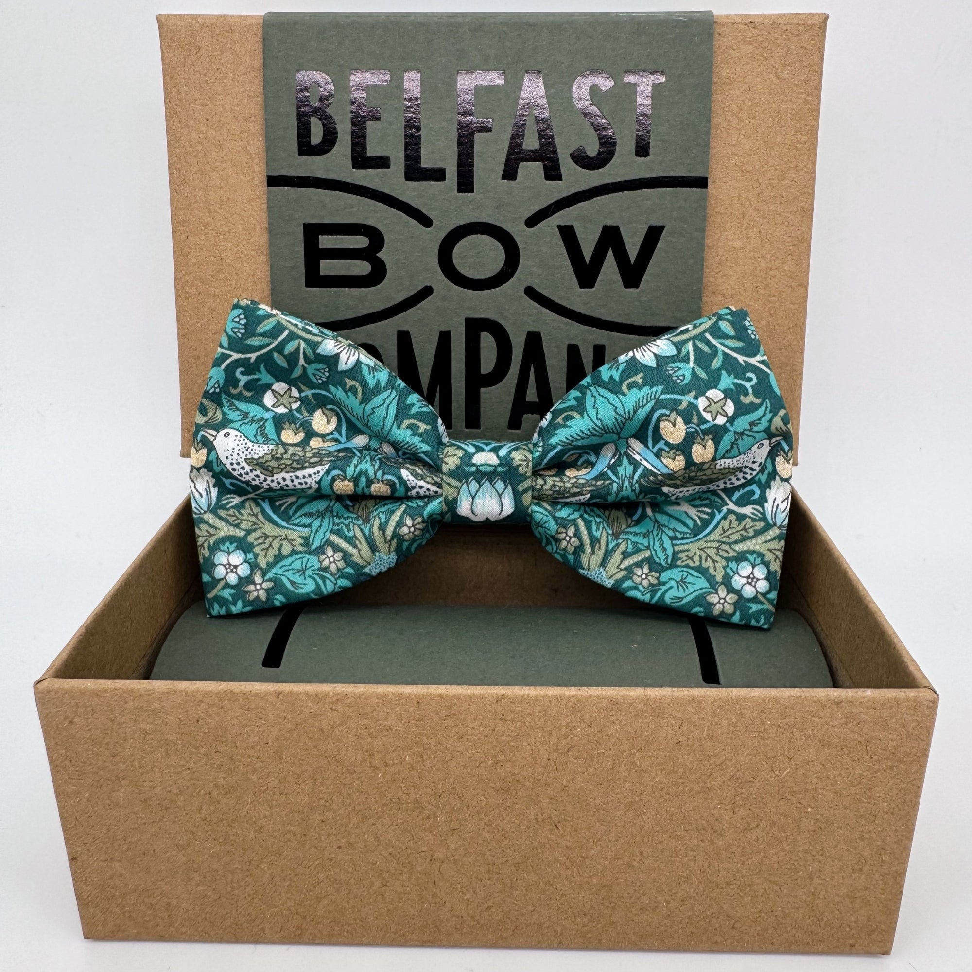 Liberty of London Bow Tie in Teal Green Bird Motif