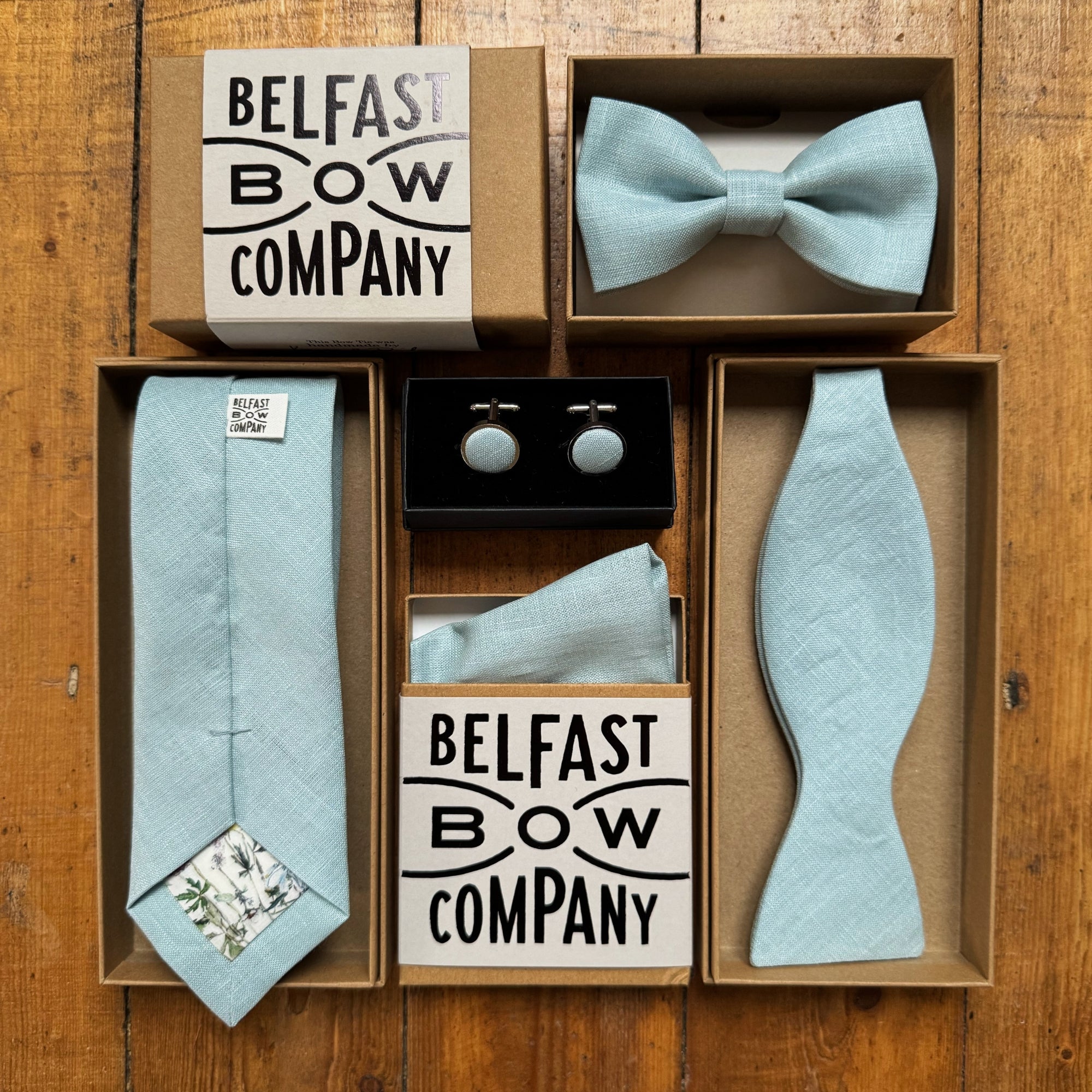 Duck Egg Blue Cufflinks in Irish Linen