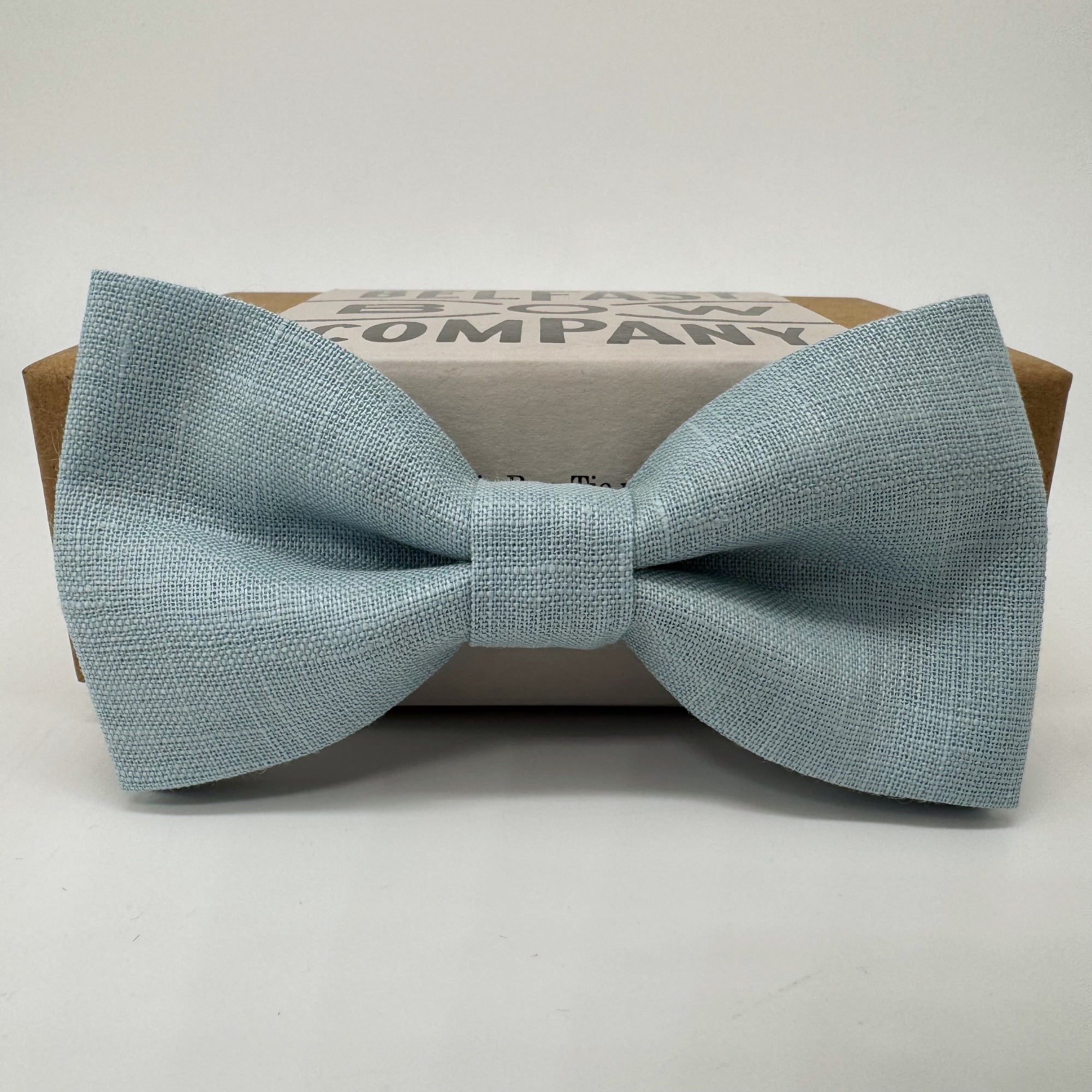Duck Egg Blue Bow Tie in Irish Linen