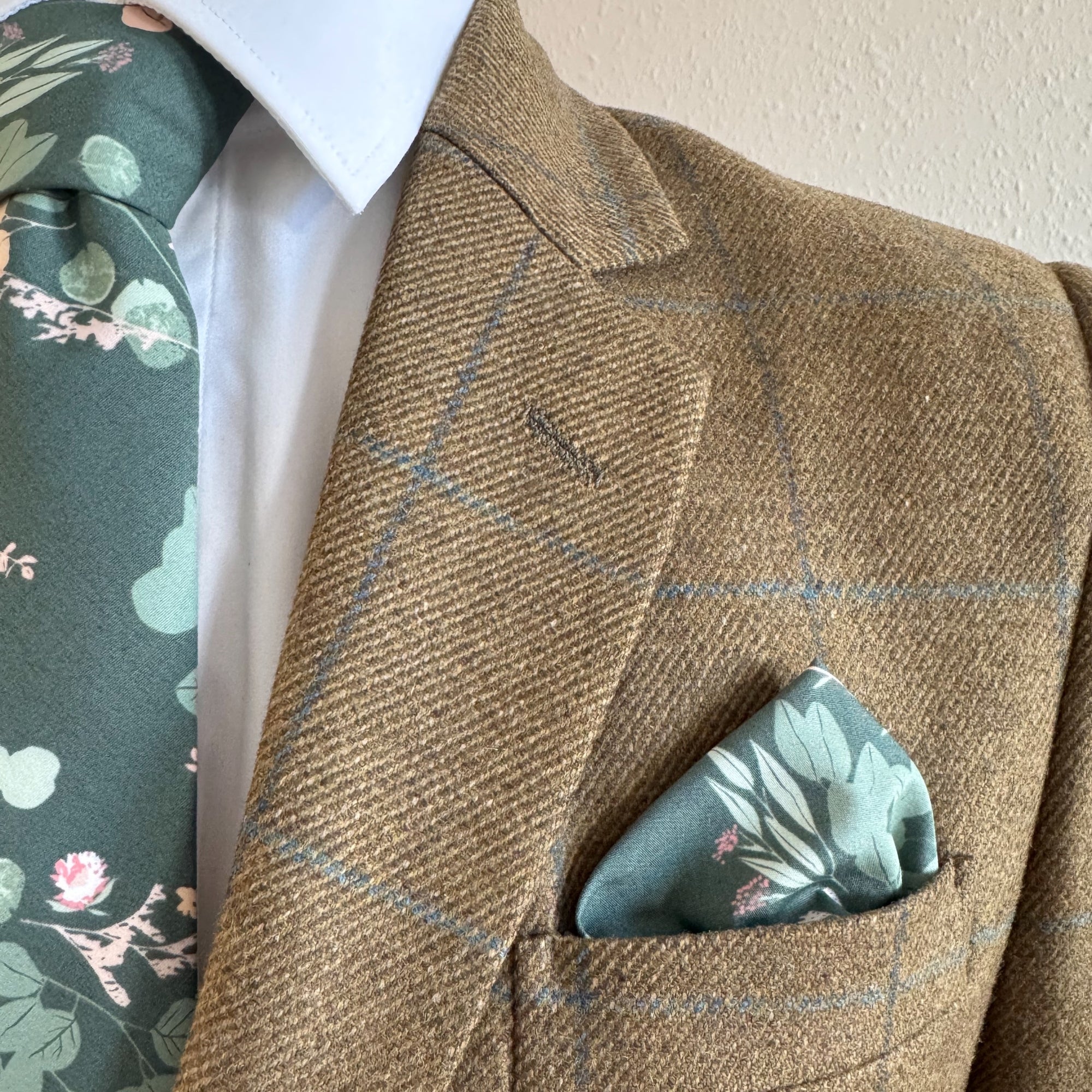 Boho Blooms Tie in Dark Sage Green Floral