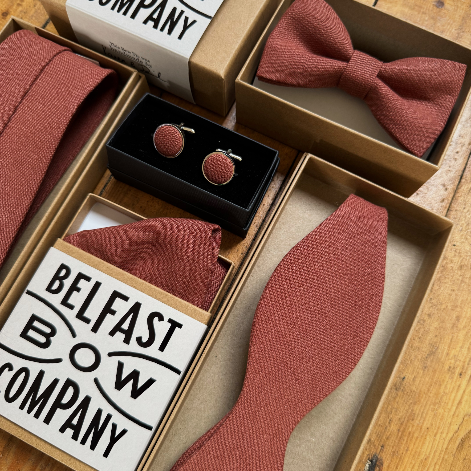Terracotta Bow Tie in Irish Linen