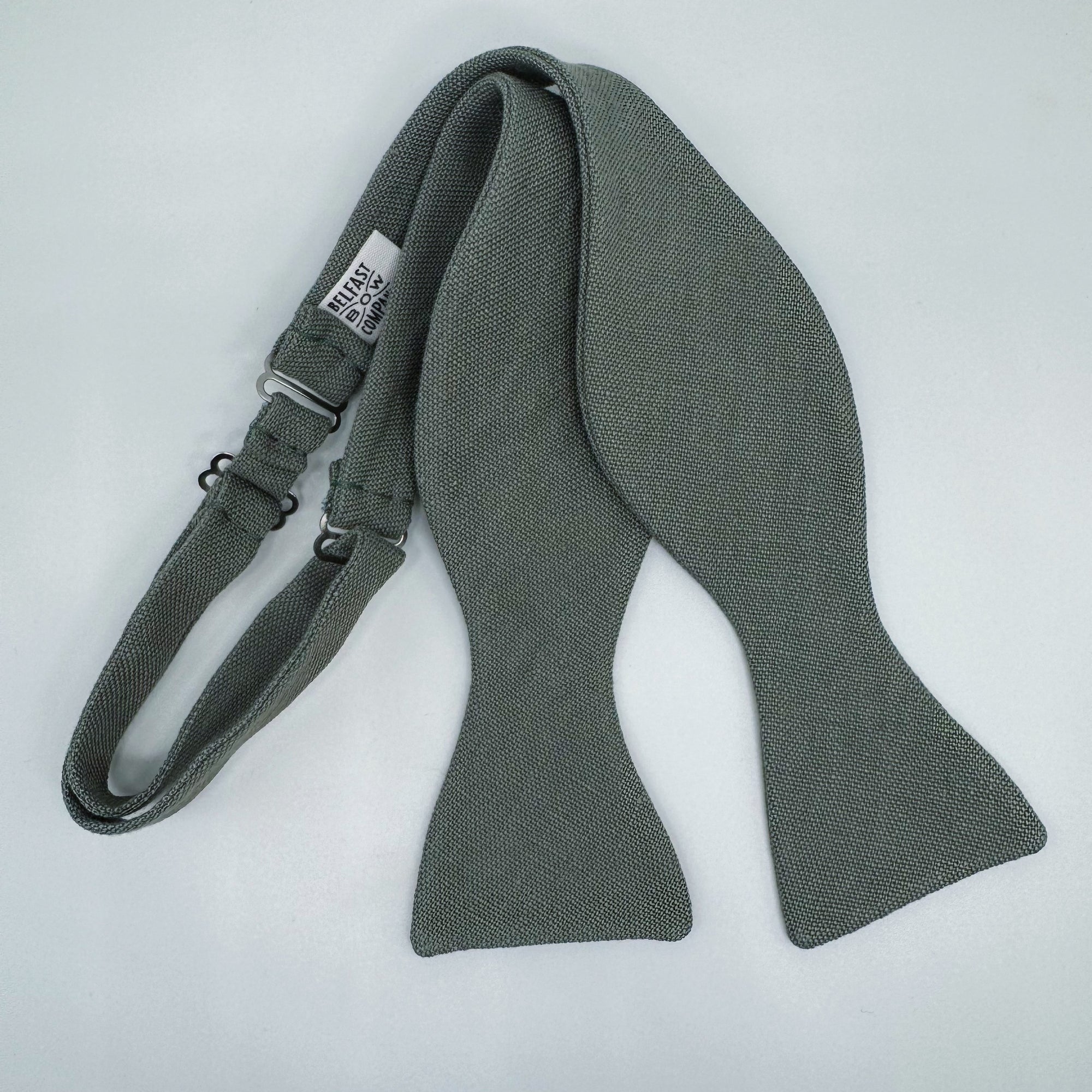 Self-Tie Bow Tie in Antique Sage Irish Linen