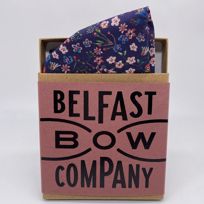 Navy Floral Pocket Square by the Belfast Bow Company