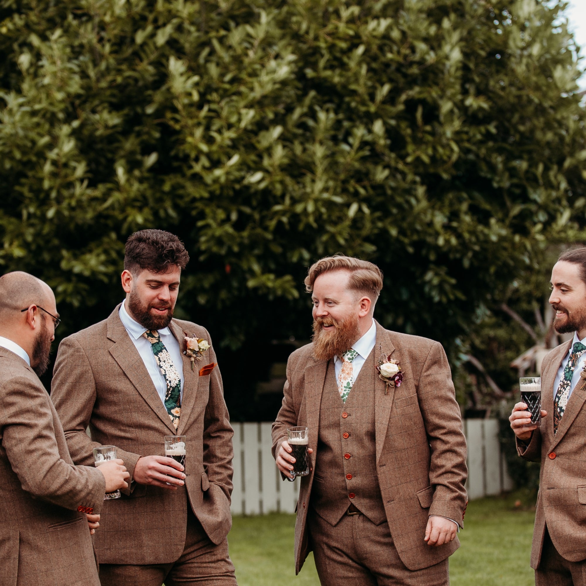 Mix and matching groom and groomsmen wedding accessories by the belfast bow company
