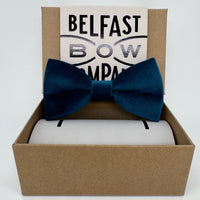 Velvet bow tie in teal by the belfast bow company