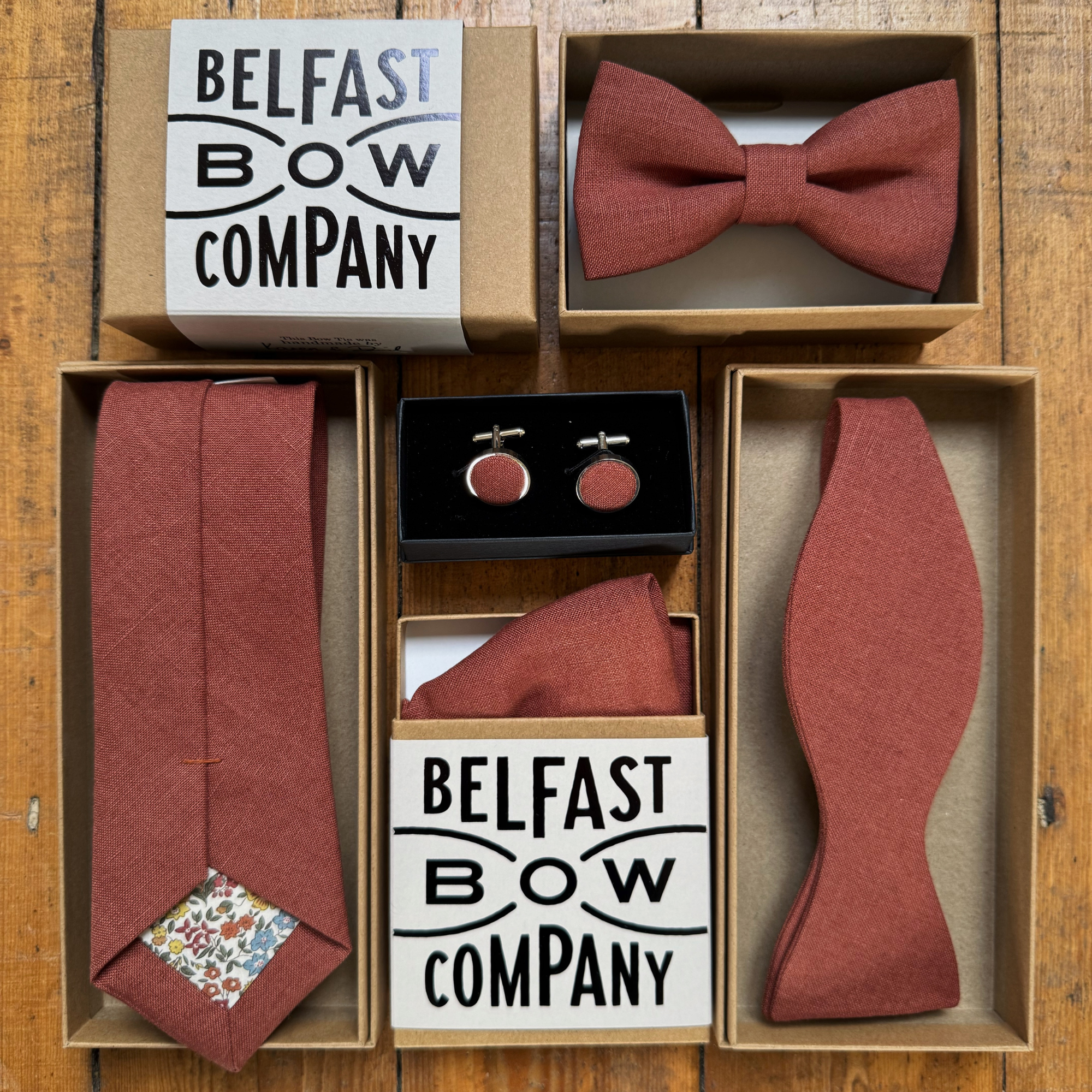 Terracotta Bow Tie in Irish Linen