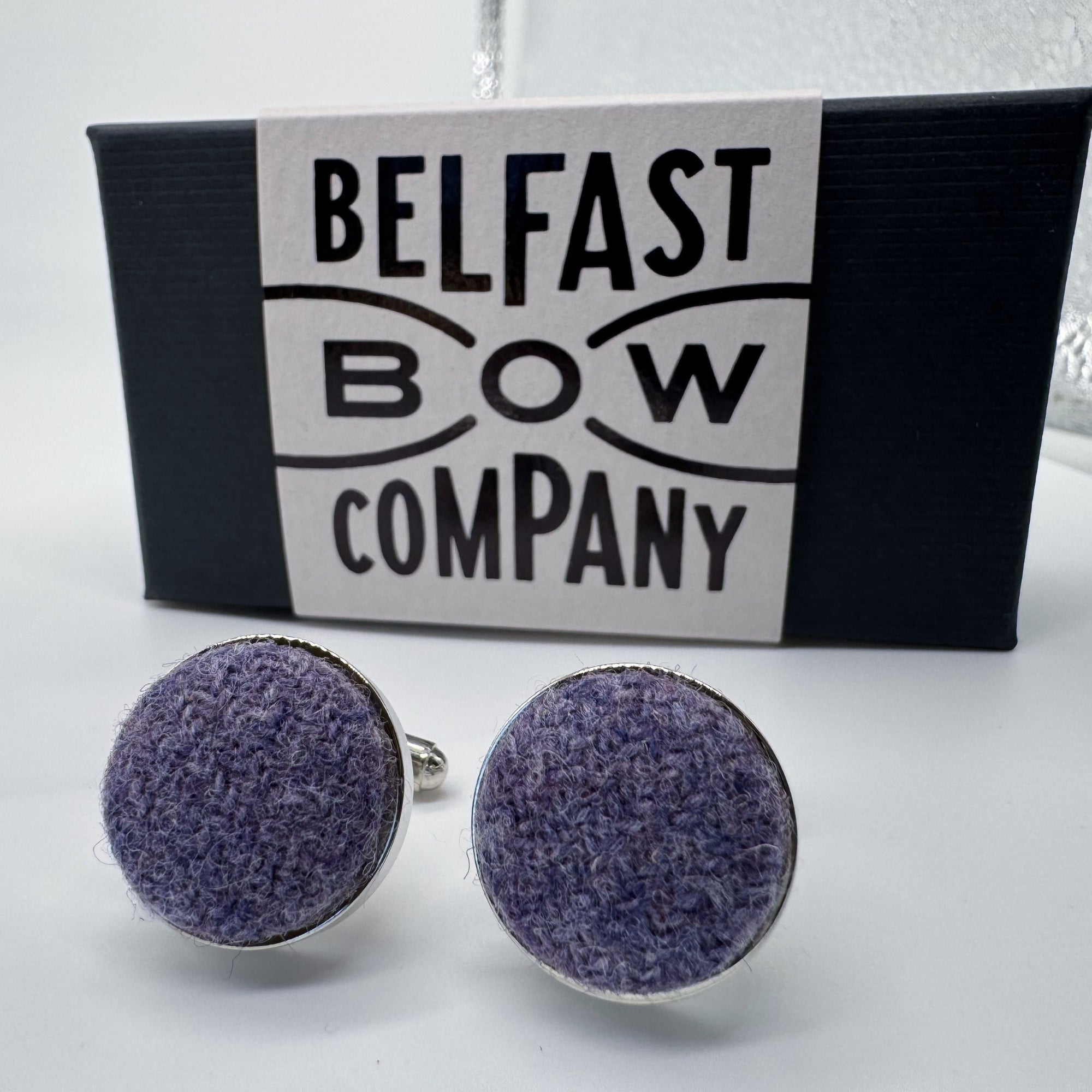 Tweed Cufflinks in Heather