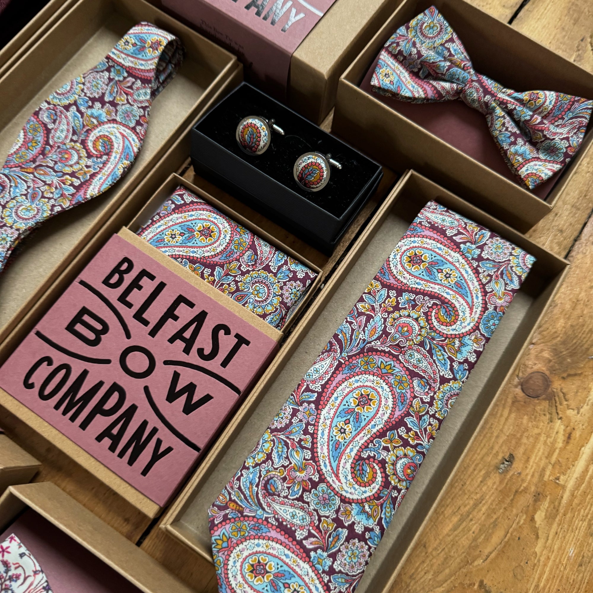 Liberty of London Bow Tie in Burgundy Paisley