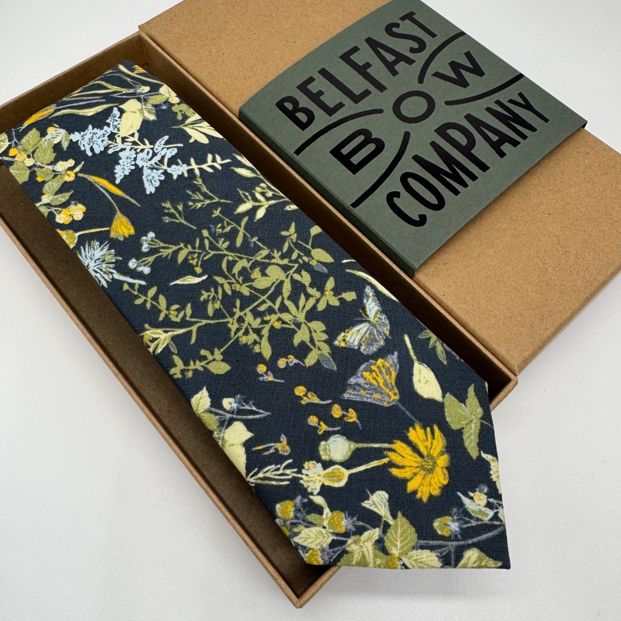 Boho Blooms Tie in Navy Wildflowers