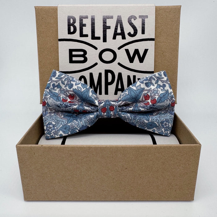 Liberty bow tie in blue strawberry thief by the belfast bow company