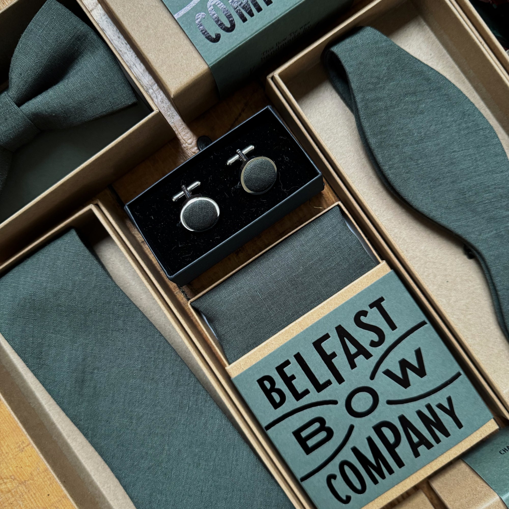 Ivy Green Cufflinks in Irish Linen