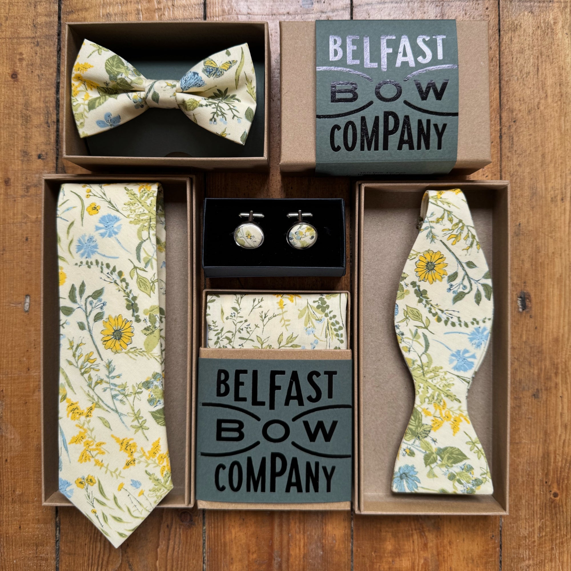 Boho Blooms Pocket Square in Yellow Wildflowers