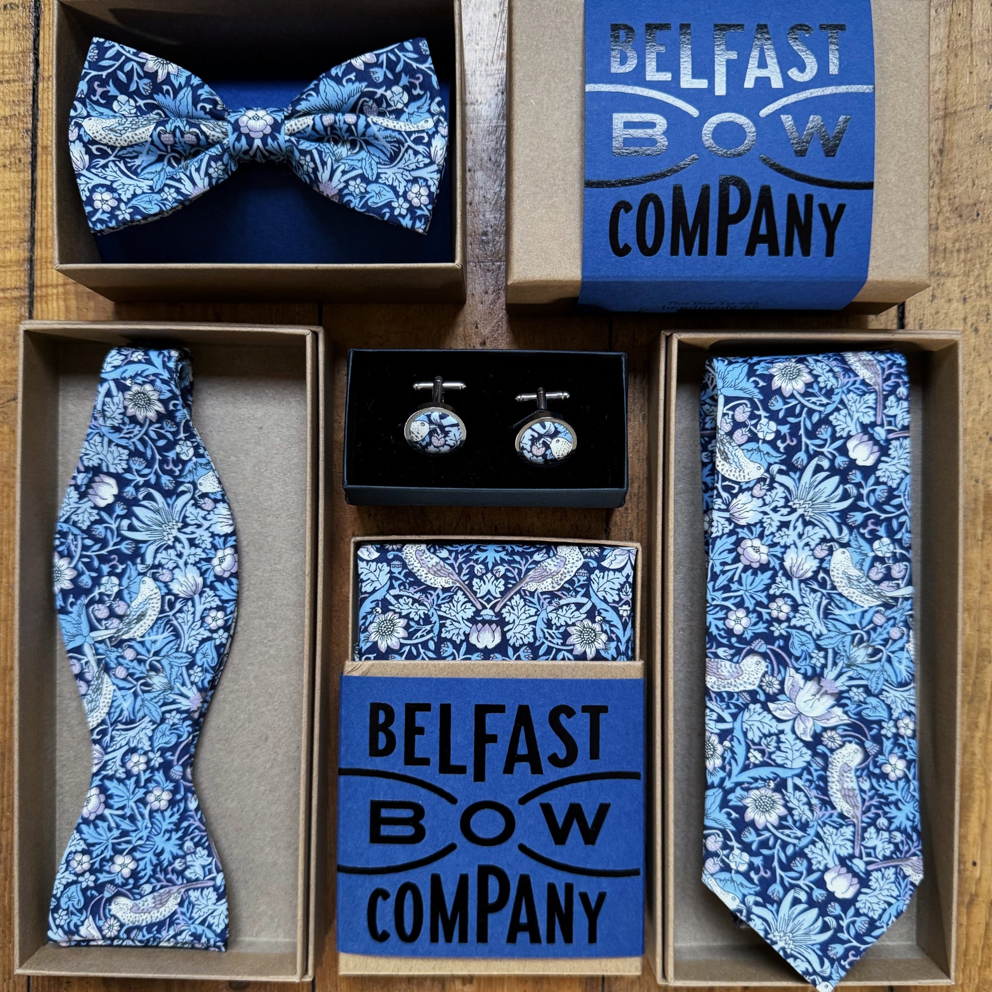 Liberty of London Bow Tie in Navy Bird Motif