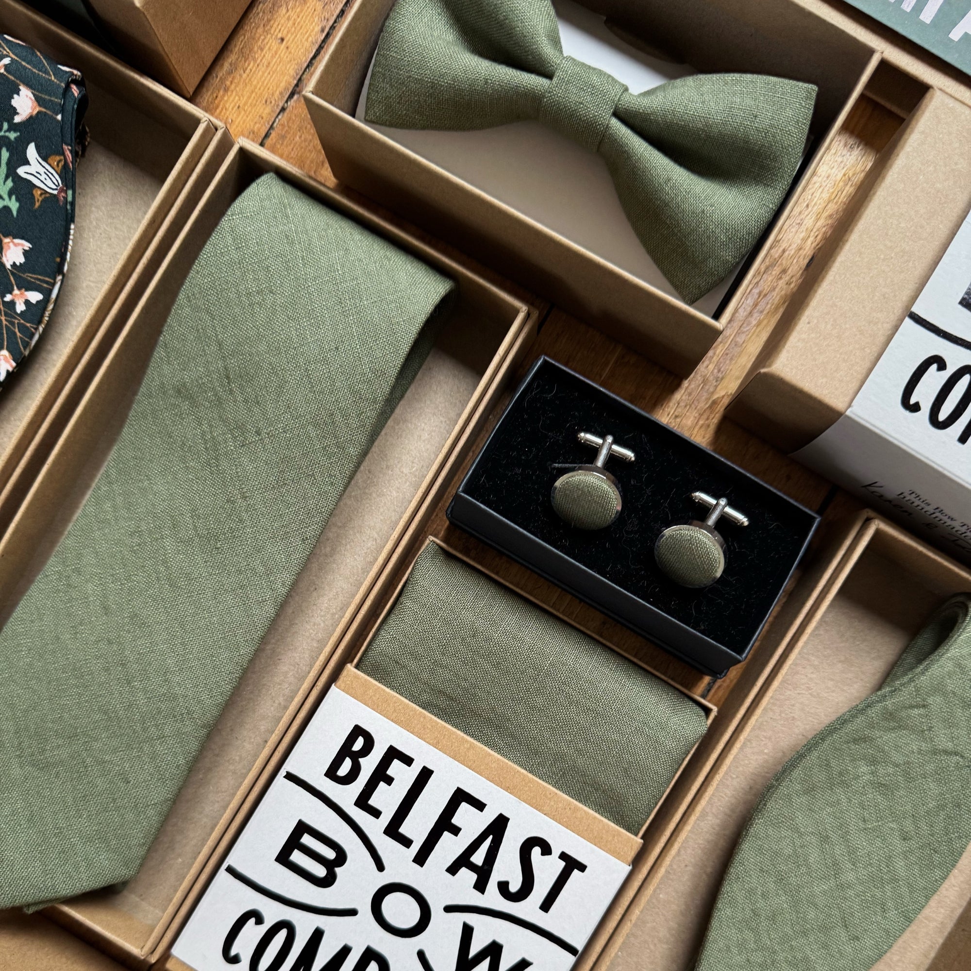 Olive Green Tie in Irish Linen