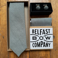 Sage Green Wedding Accessories in Irish Linen by the belfast bow compabny