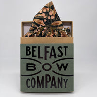 Black Floral Pocket Square with Peach Berries by the Belfast Bow Company