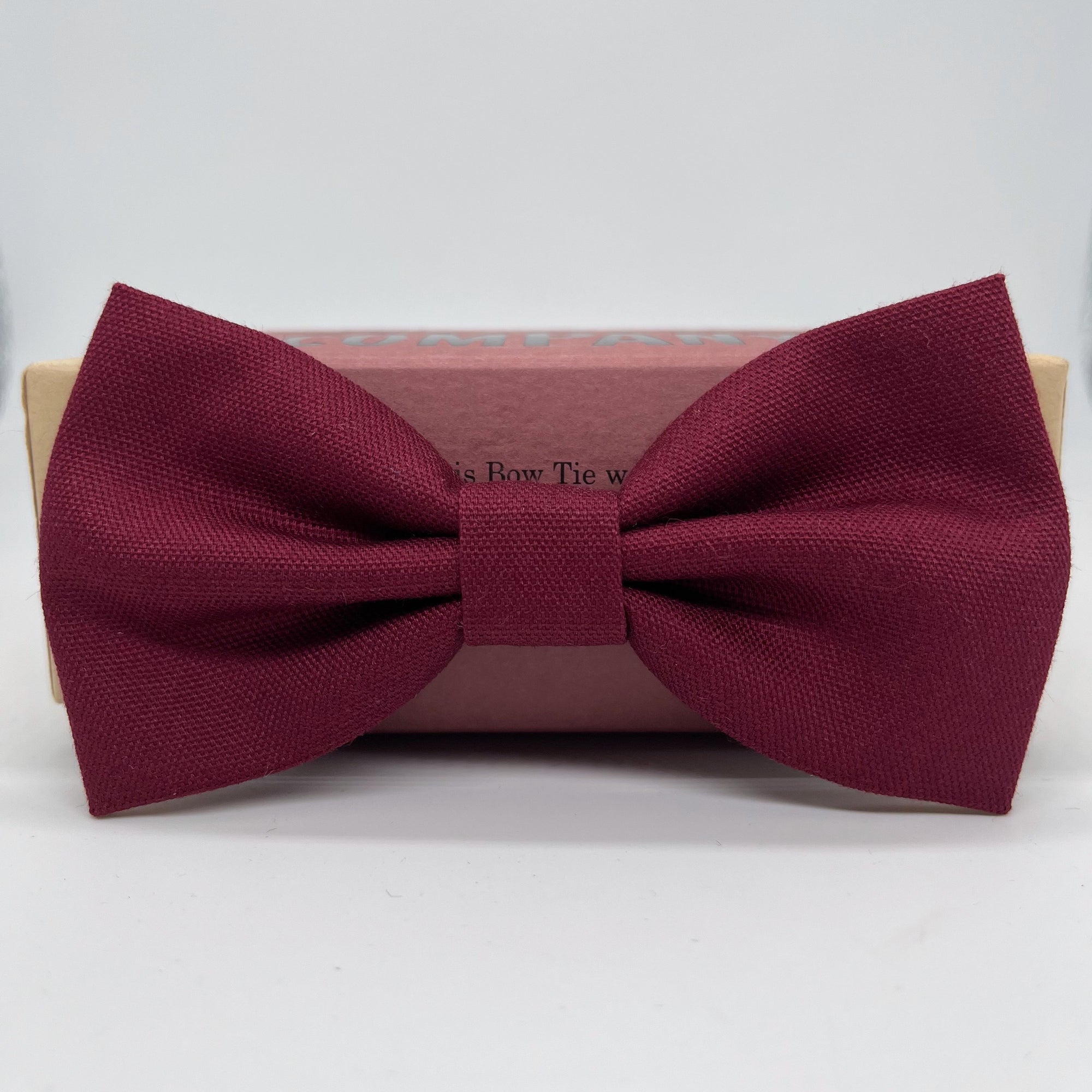 pure cotton bow tie in burgundy by the belfast bow company