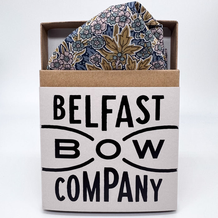 Yellow and blue floral pocket square by the belfast bow company