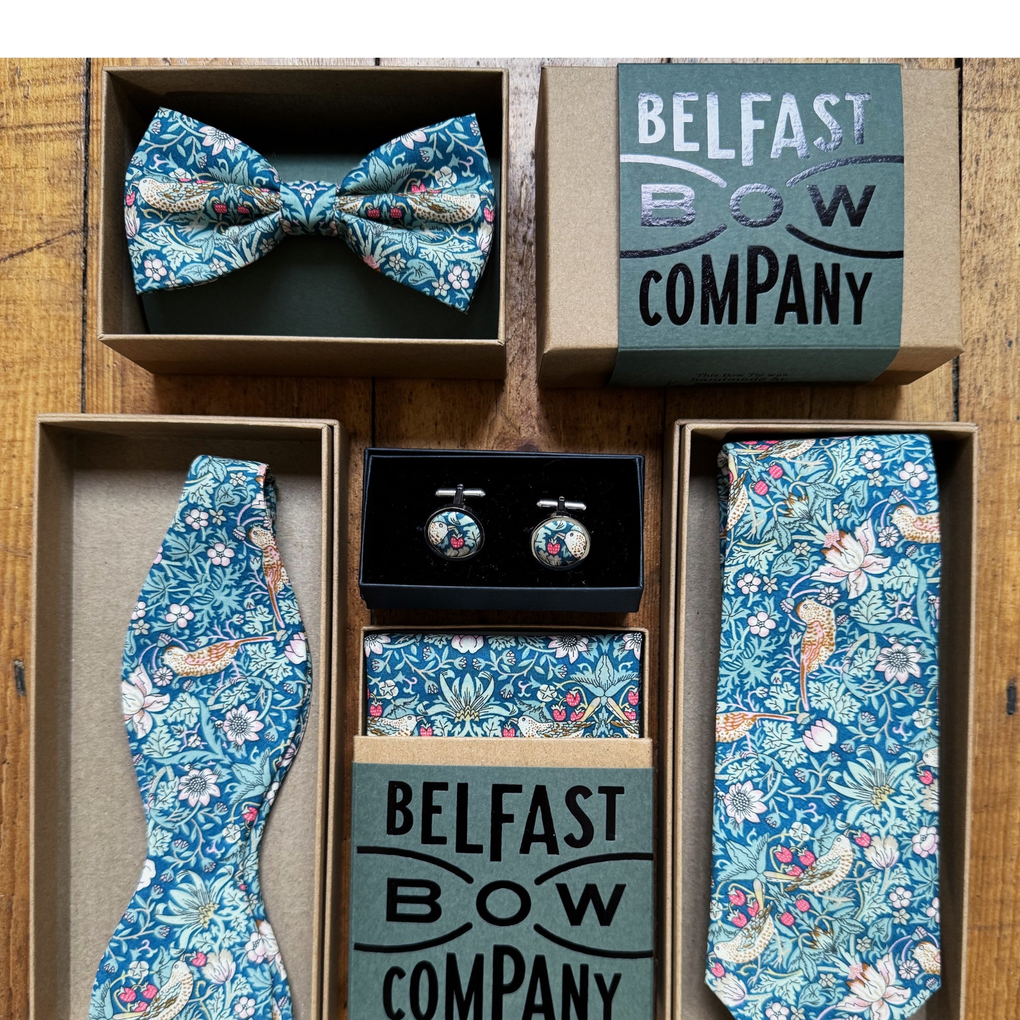 Liberty of London Bow Tie in Green Bird Motif