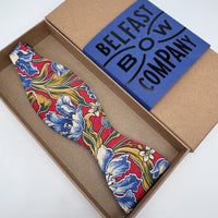 Liberty Self-Tie in red and blue floral by the belfast bow company