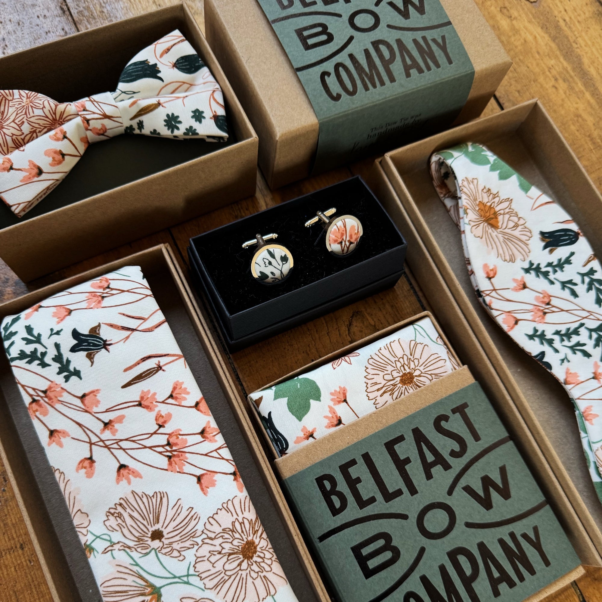 Boho Bloom Cufflinks in Off-White Autumn Garden