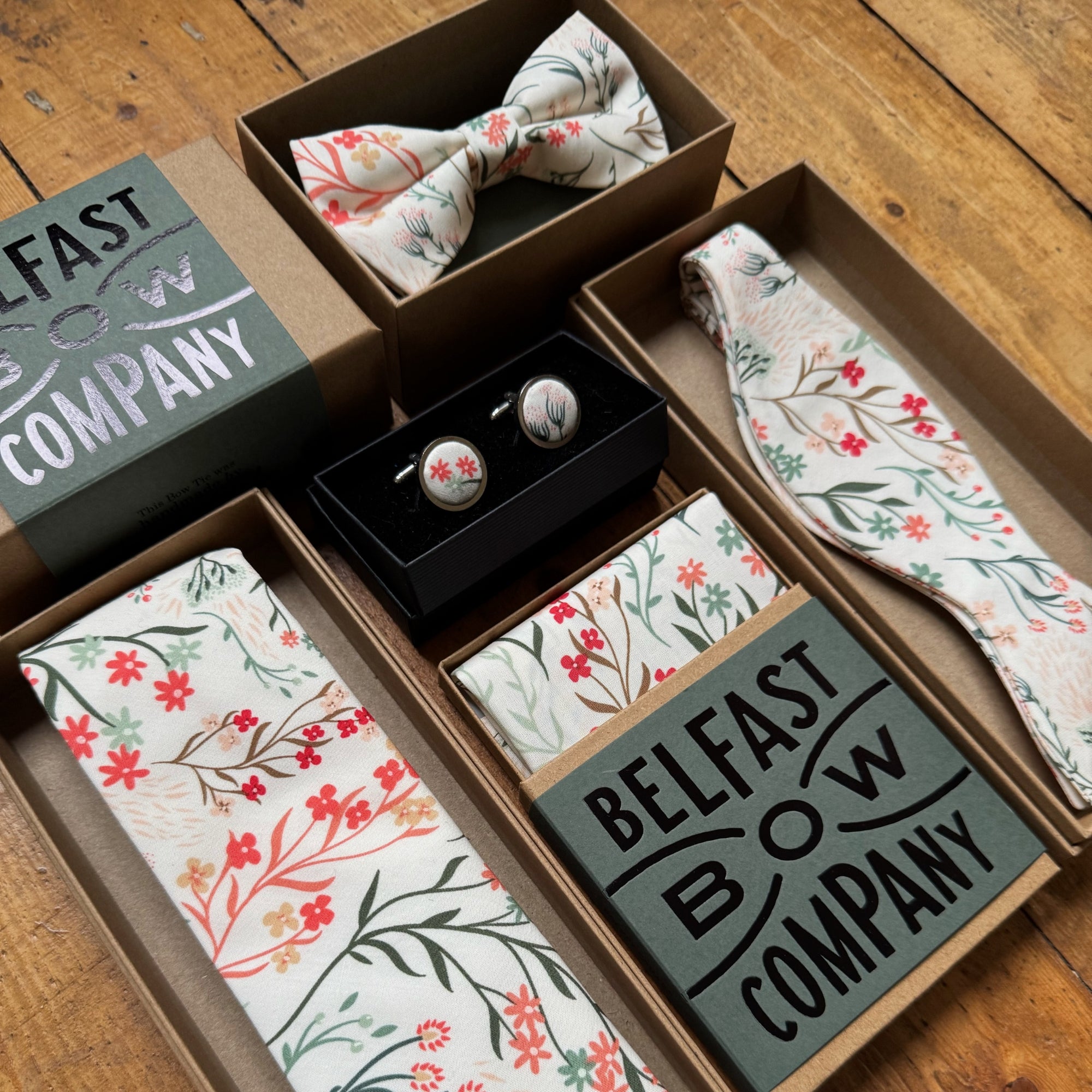Boho Blooms Tie in Sage Green Windswept Meadow