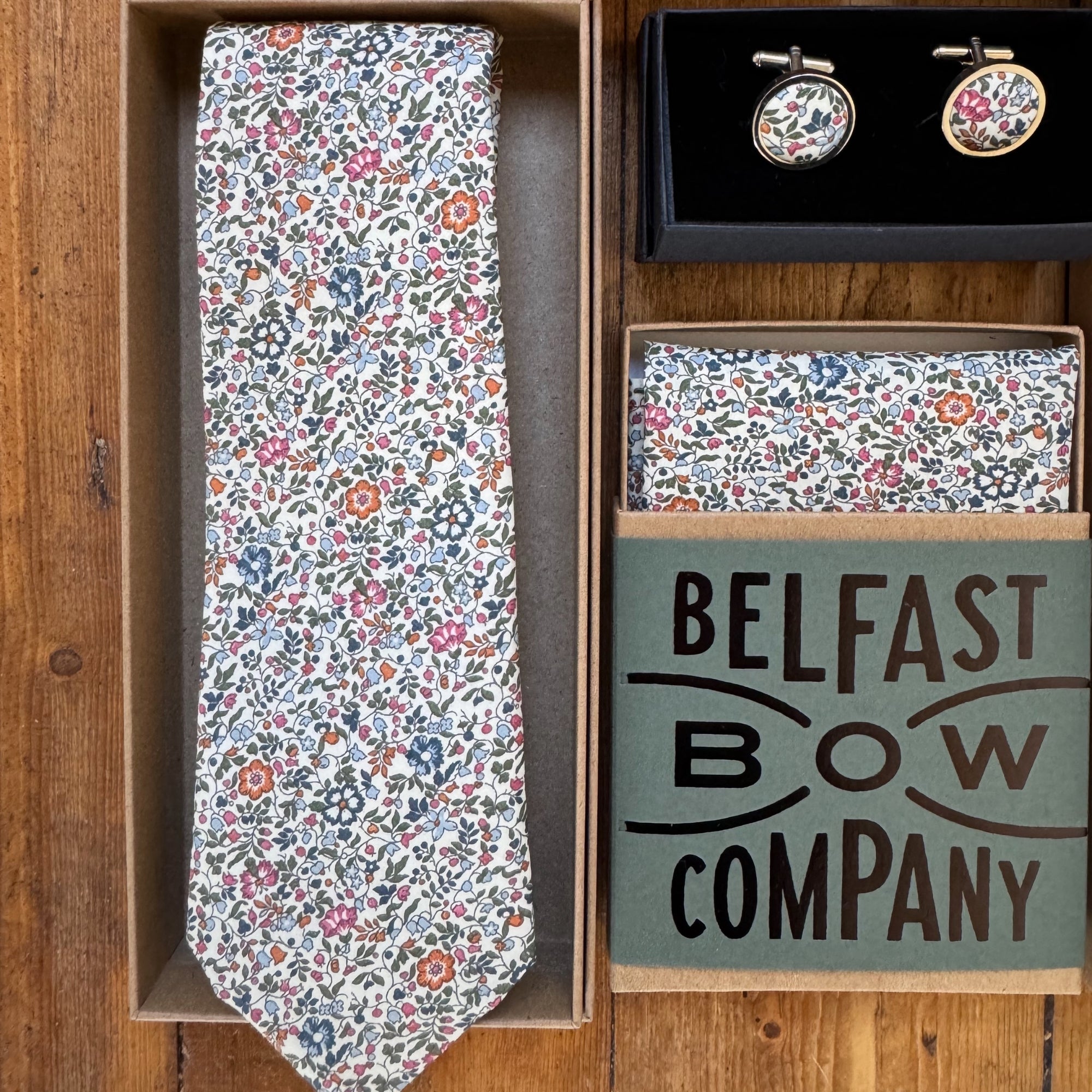 Liberty of London Cufflinks in Burnt Orange Ditsy Floral