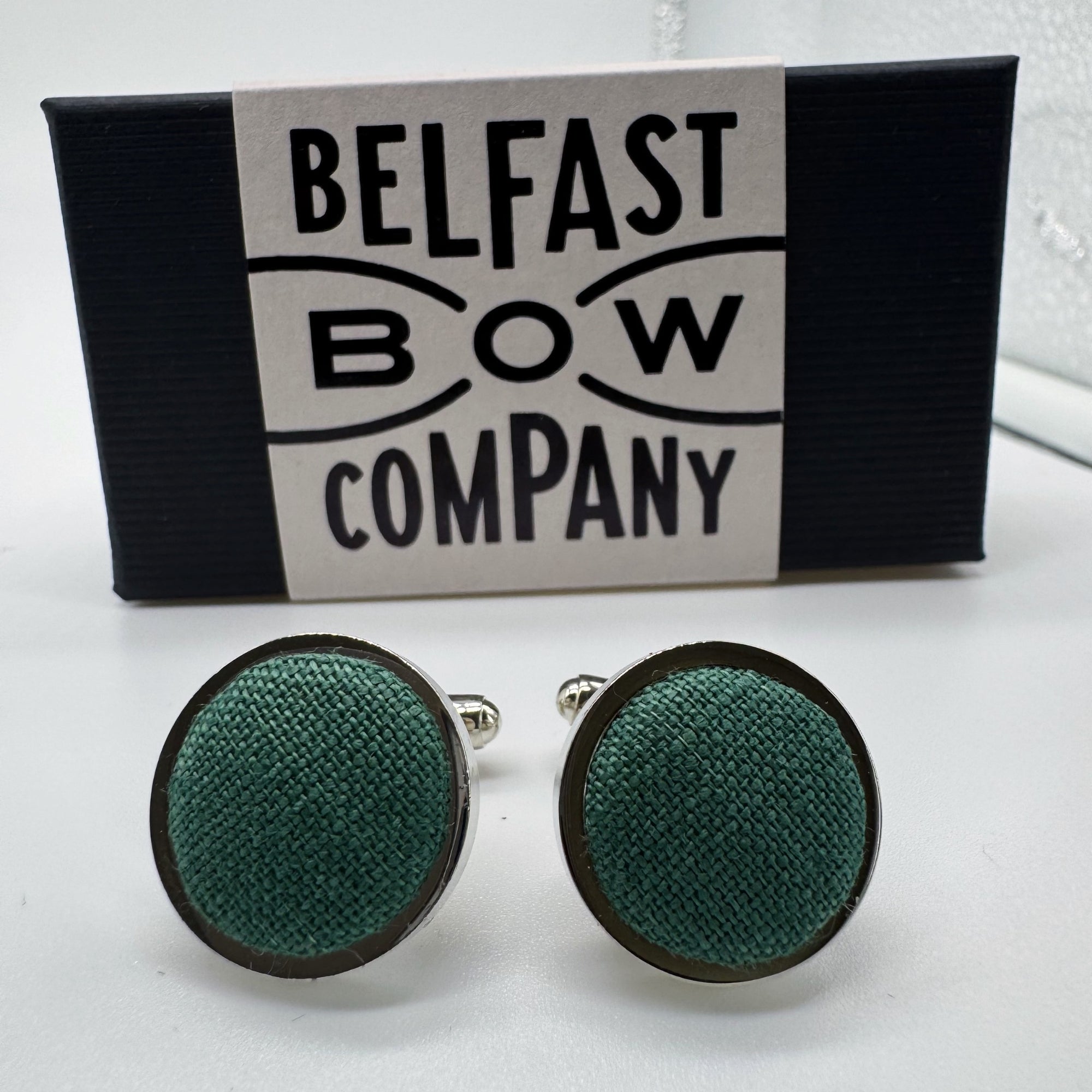 Forest Green Cufflinks in Irish Linen