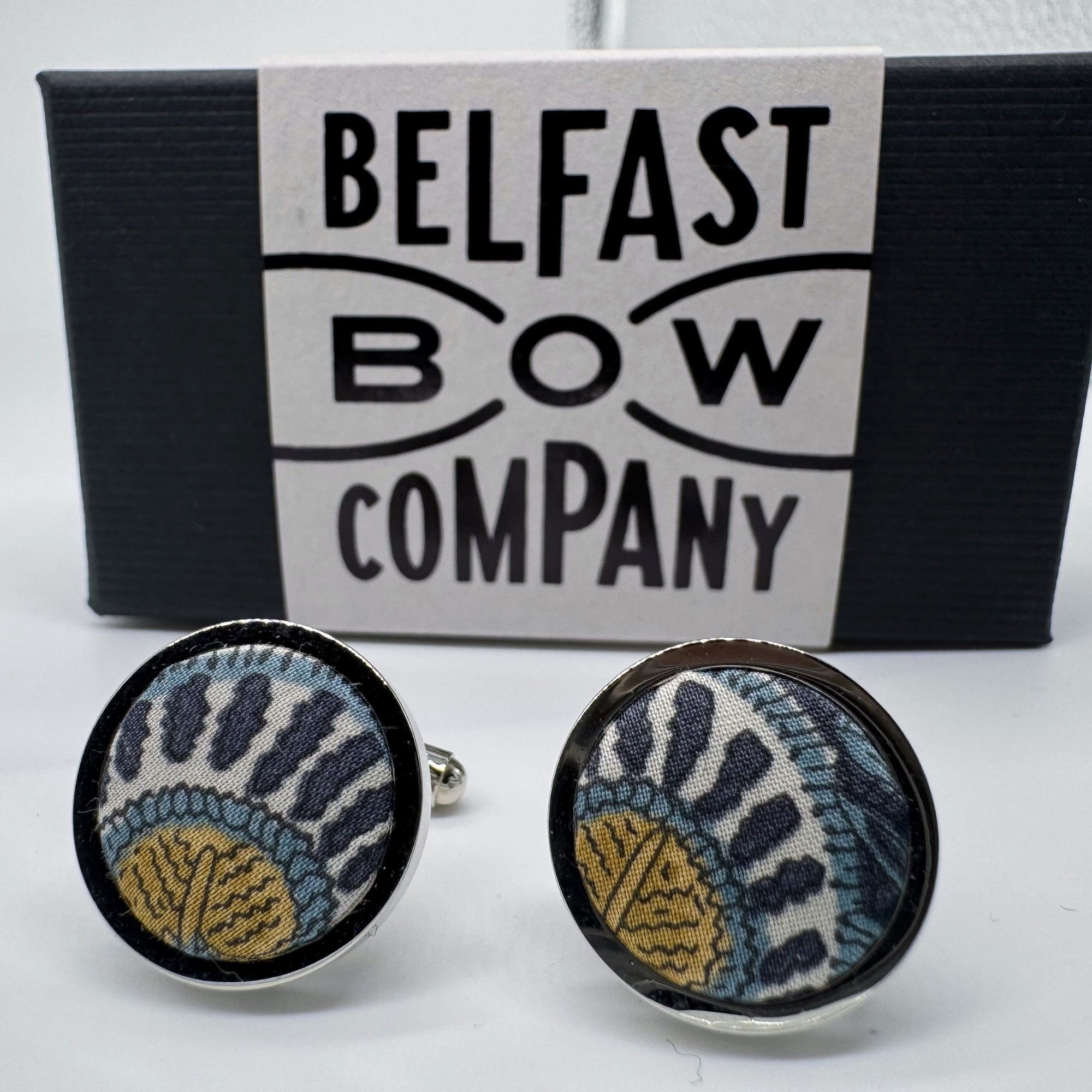 Liberty of London Cufflinks in Navy Peacock Feathers