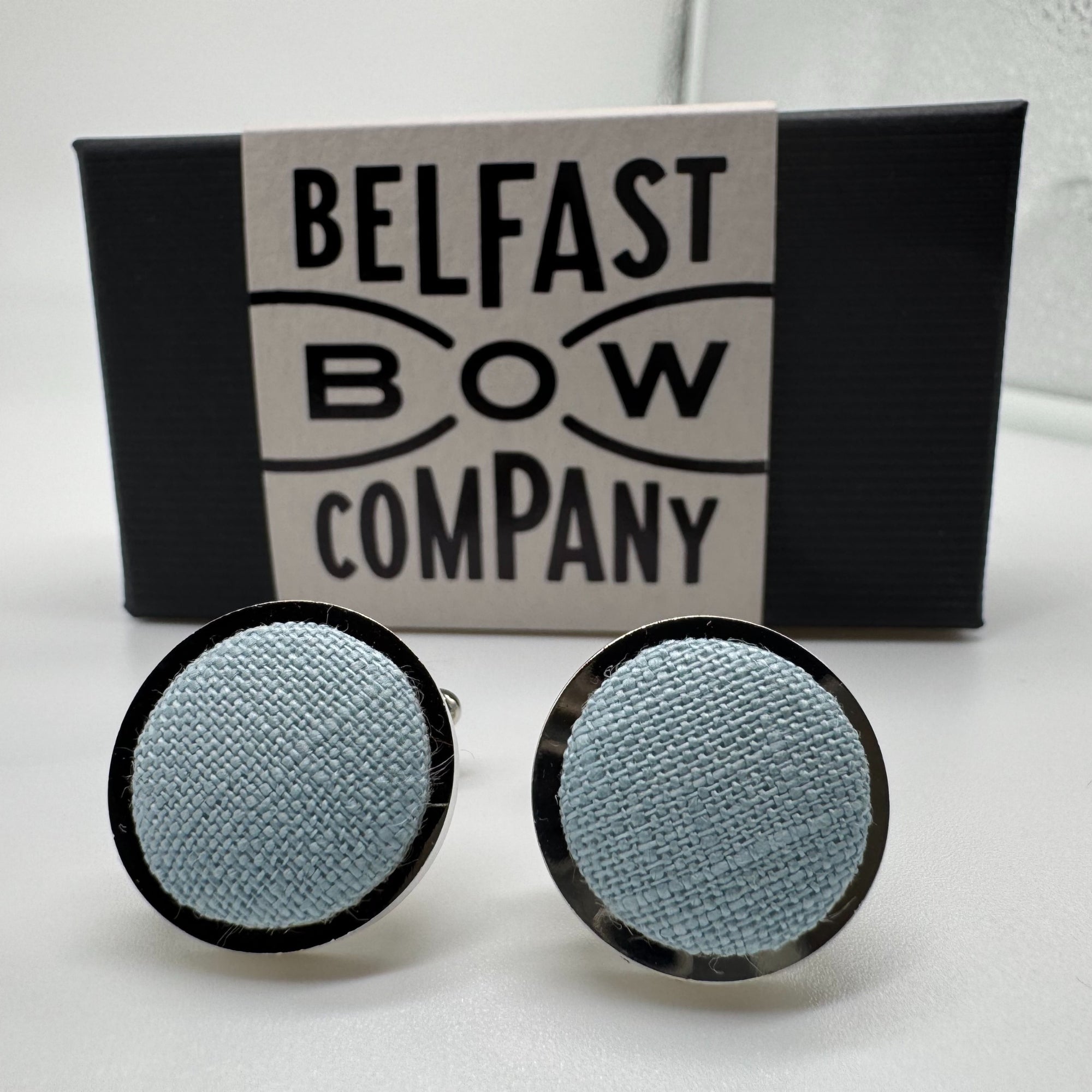 Duck Egg Blue Cufflinks in Irish Linen