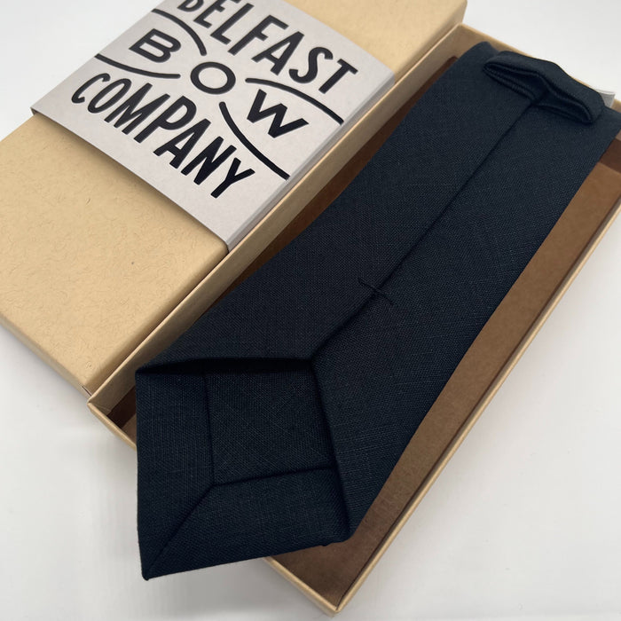 Irish Linen Tie in Black by the Belfast Bow Company